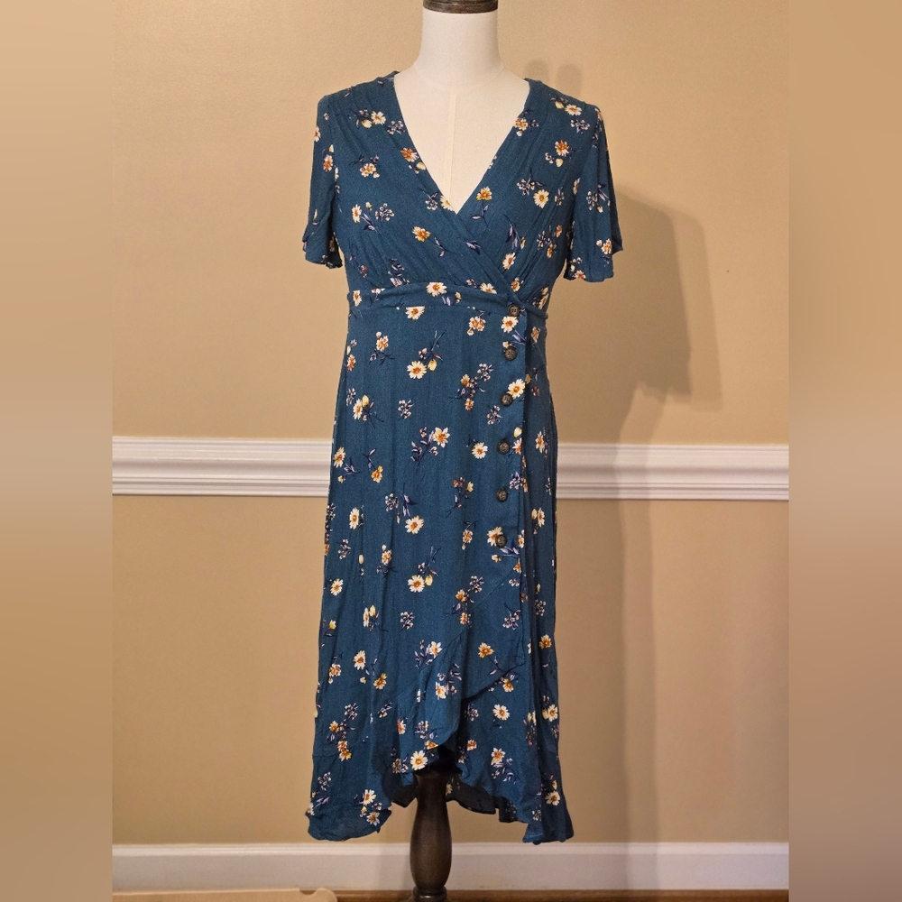 Miami Blue High-Low Wrap Sundress